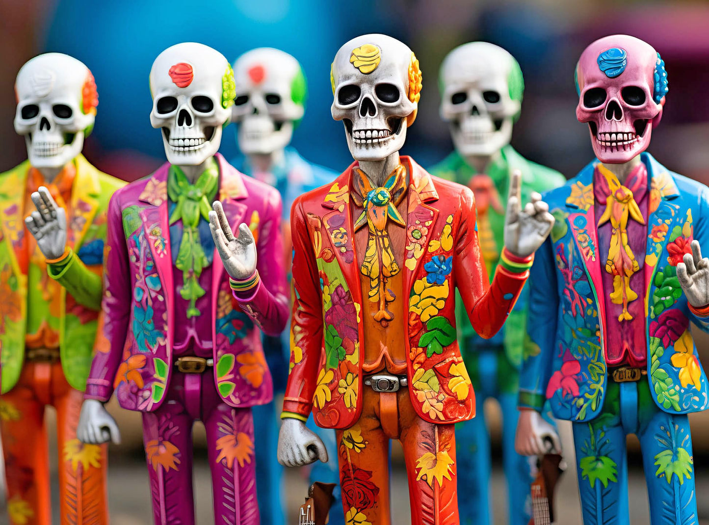 Cross & Glory - Skeletal Fiesta: The Colorful Dance Of The Dead - 1000 Piece Jigsaw Puzzle For Adults | Artistic Design | Vibrant Spanish-Inspired Skeleton Art | Premium Quality | Satin Finish