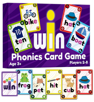 The Bambino Tree Wowels Phonics And Vowel Sounds Card Game - Learn To Read Kindergarten 1St 2Nd Grade Learning - Short Vowel Cvc Words And Long Vowel Matching Game 2-8 Players