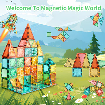 Yrztiles Magnetic Tiles,Magnet Building Blocks Construction Stacking Educational Toy Creative Playboard For Kids Ages 3+ (032 Pi