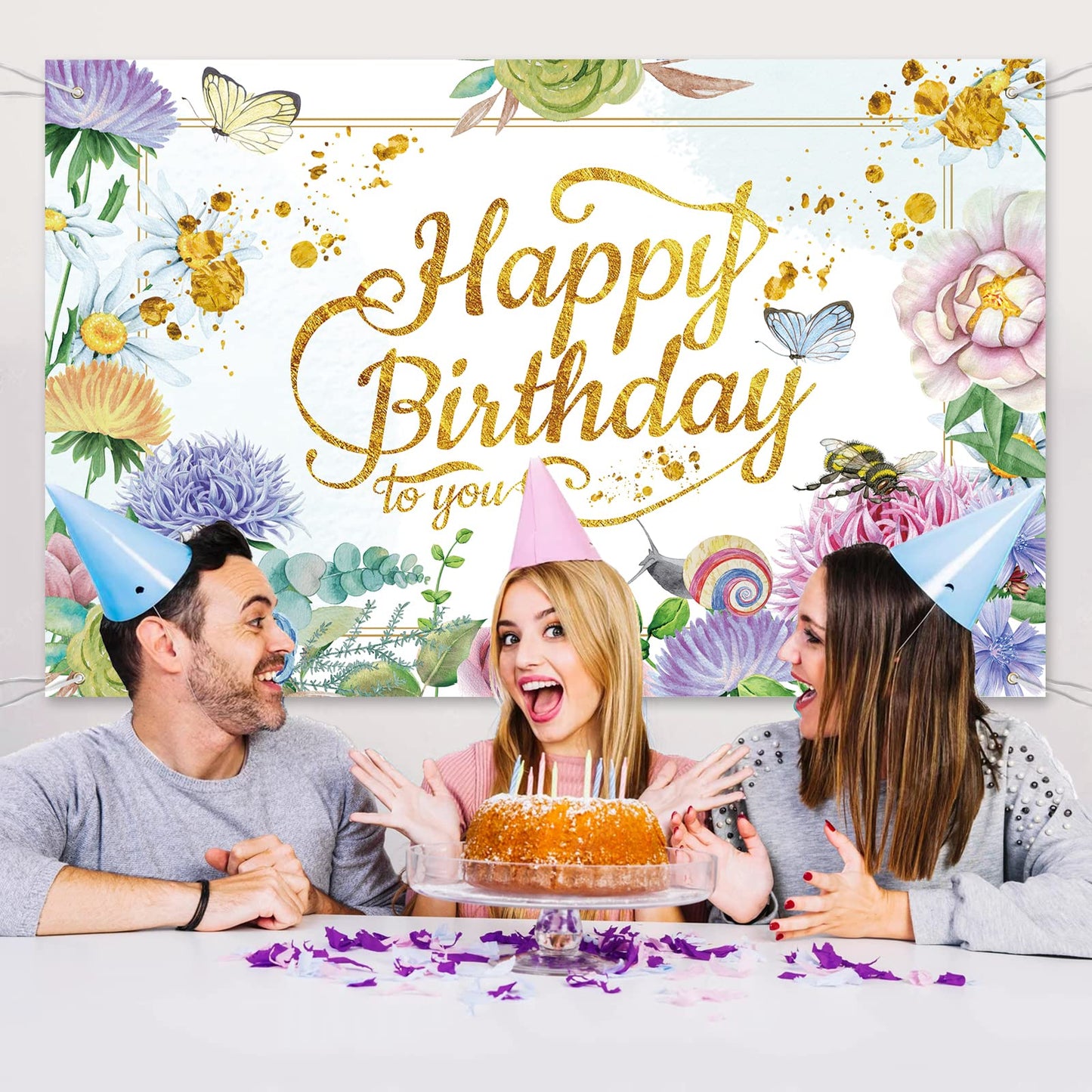 Flowers Birthday Party Backdrop Pink Flower Bush Garden Birthday Photography Background For Women Happy Birthday Party Backdrop