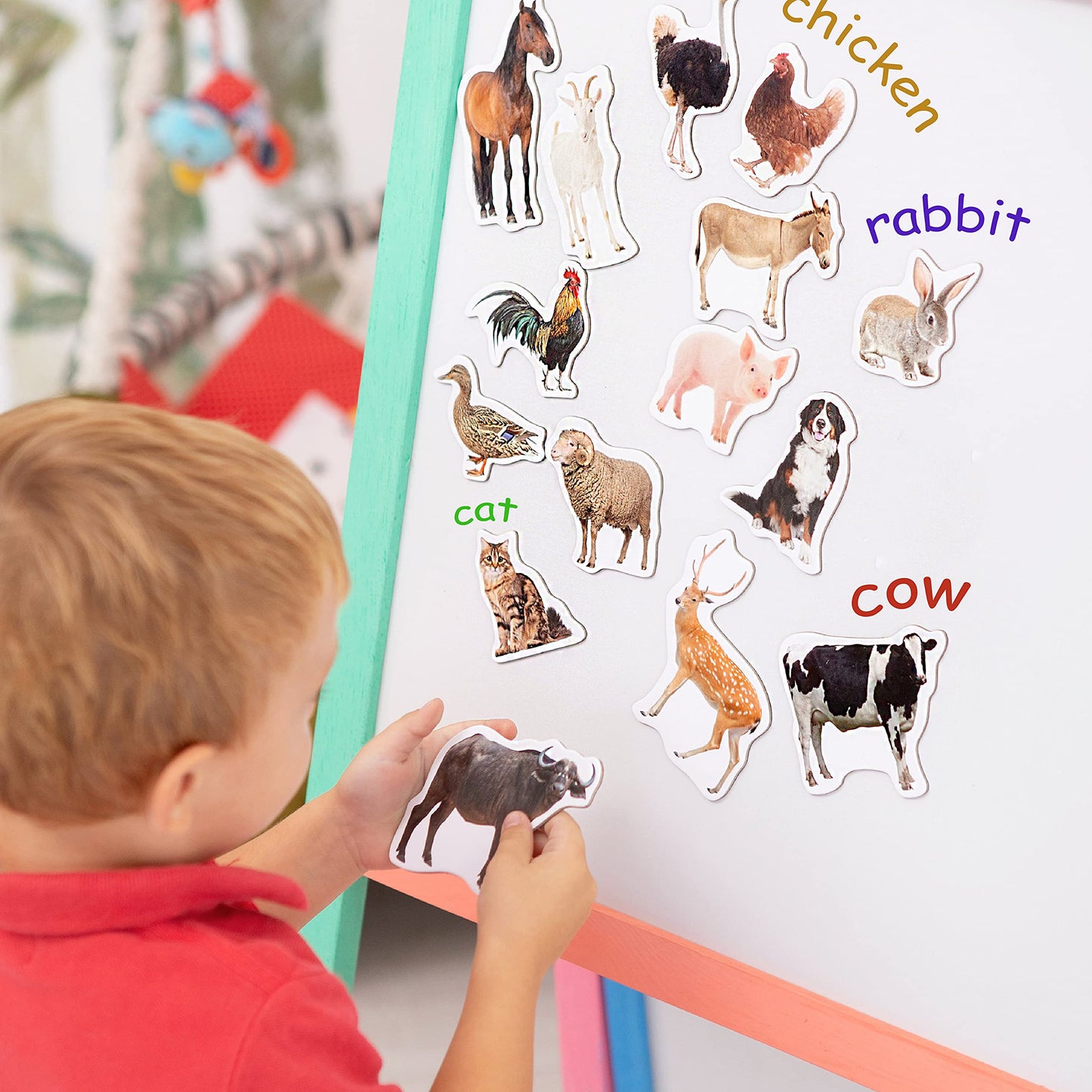 16 Fridge Magnets For Toddlers Magdum - Farm Photo Kids Magnets For Fridge - Toddler Magnets For Refrigerator - Magnetic Animals - Fridge Magnets For Kids - Animal Magnets - Toddler Fridge Magnets