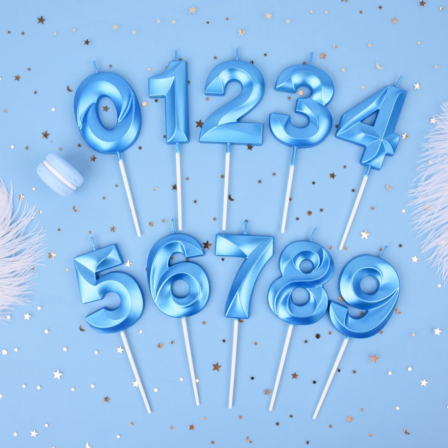 PHD CAKE 2.76 Inch Diamond Blue 2 Number Birthday Candles, Blue Number Candles, Cake Number Candles, Party Celebration