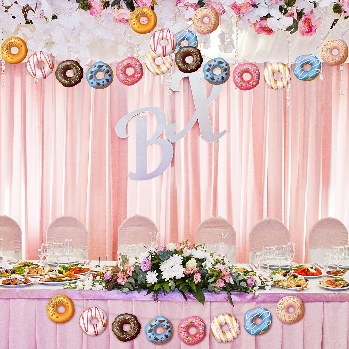 Chinco 4 Pcs Donut Birthday Party Banners Donut Supplies Decorations Doughnut Grow Party Hanging Swirl Paper Cutouts Garland Kit