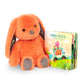 B. toys Plush Bunny Playset with Board Book - 12" Soft Fabric Baby Toy - Coral Cutie