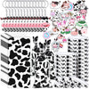 Chunful 148 Pcs Cow Party Favors Include cow Print Gift Bag Cute Keychain Elastic Silicone Bracelets Animal Stickers for Kids Gi