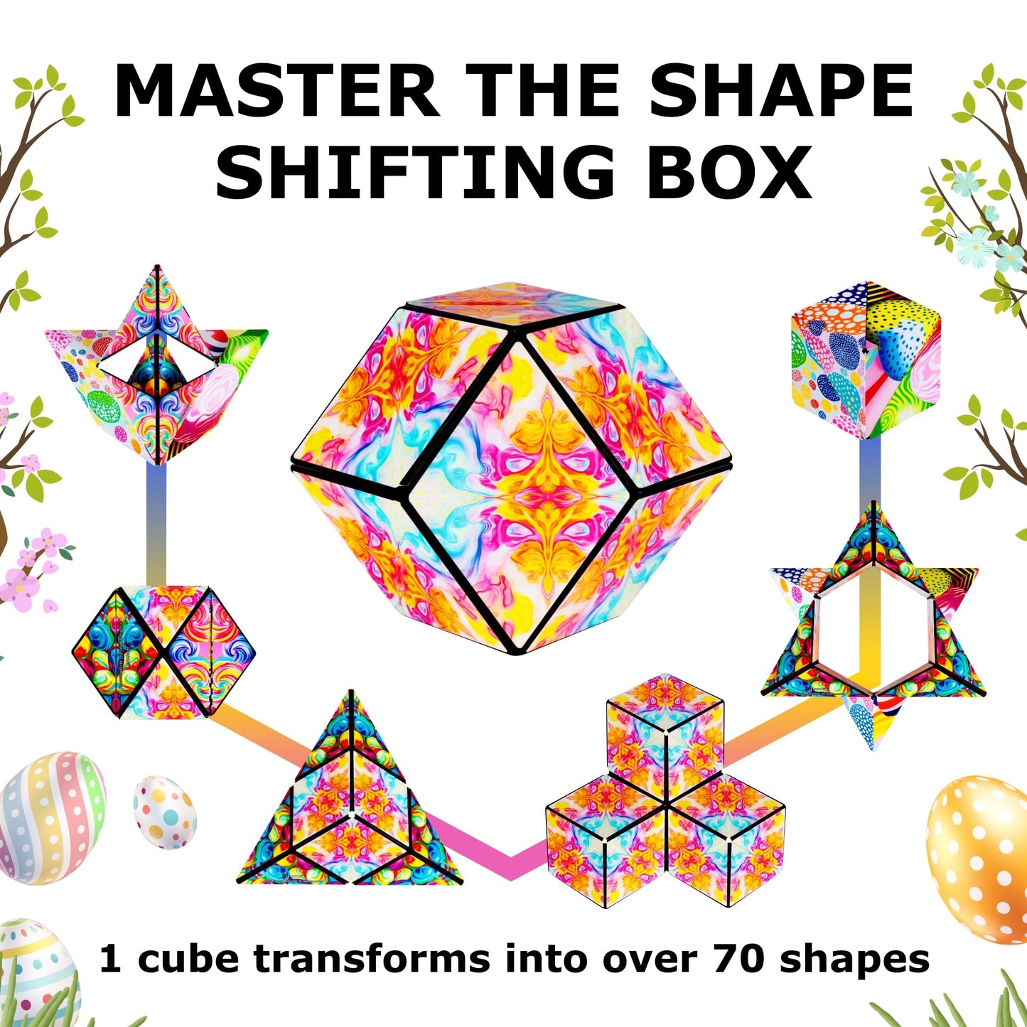 Shashibo Seasonal Easter - Shape Shifting Box - Award-Winning, Patented Magnetic Puzzle Cube W/ 36 Rare Earth Magnets - Fidget T