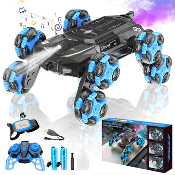 8Wd Gesture Sensing Stunt Rc Cars - 2.4Ghz 360 Rotation Remote Control Car With Spray, Light & Sound, Transform Drift Climbing R