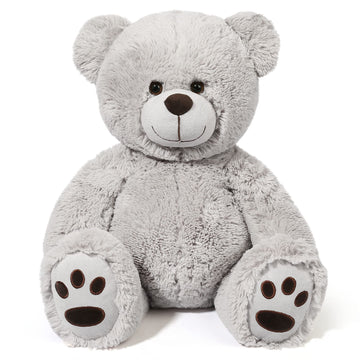 Lotfancy Teddy Bear Stuffed Animal, 20 Inch Gray Stuffed Bear Plush Toy, With Cute Footprints, Gift For Kids Baby Toddlers On Baby Shower, Birthday, Christmas, Valentine'S Day, Easter Decoration