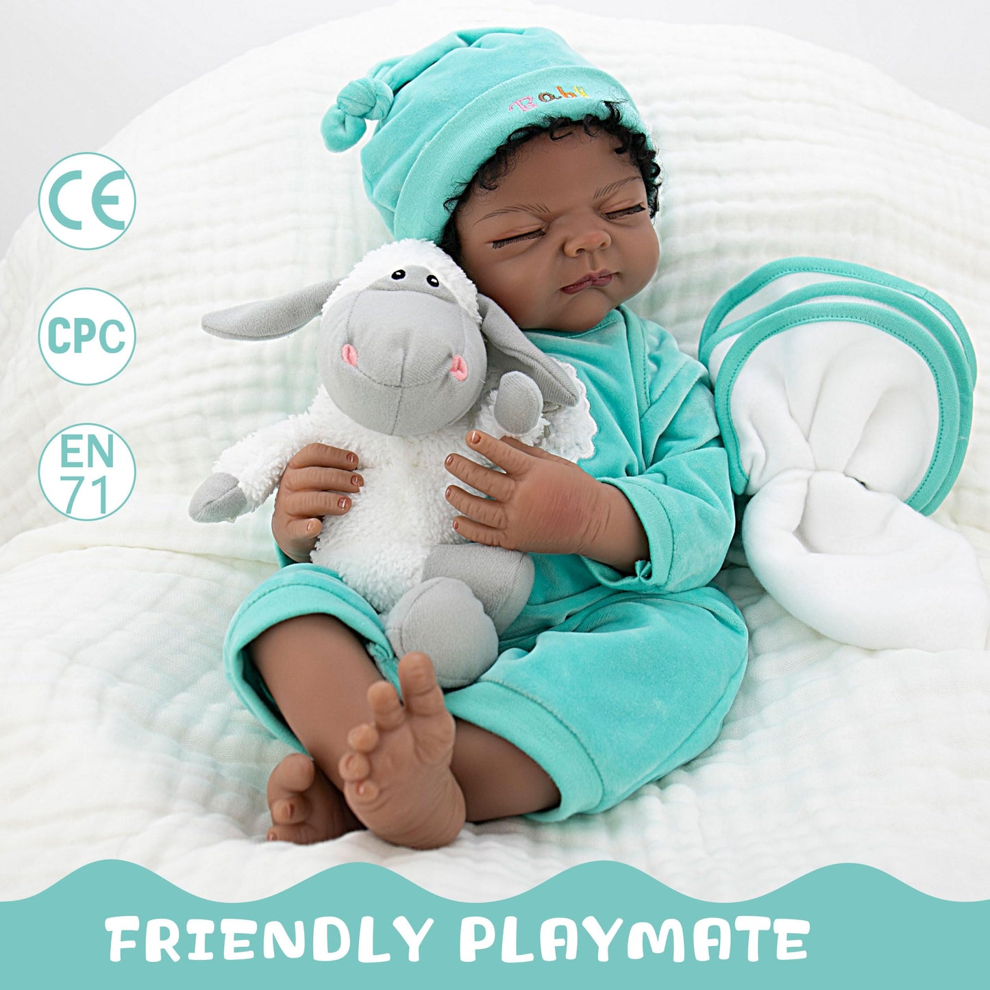 Milidool Black Reborn Baby Dolls Girl Doll 22 inch African American Lifepreviously openedborn Baby Girl Dolls Realistic Silicone Baby Doll That Look Real with Lamb Theme Set Gift