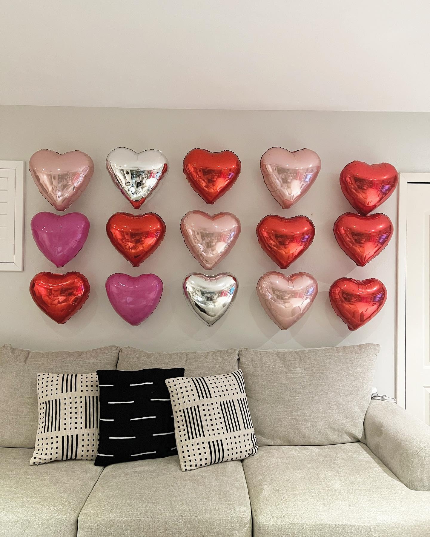 Red Heart Shaped Balloons Pack Of 12,18 Inch Silver Love Valentine Balloons Pink Heart Romantic Balloons For Valentines Day Prop
