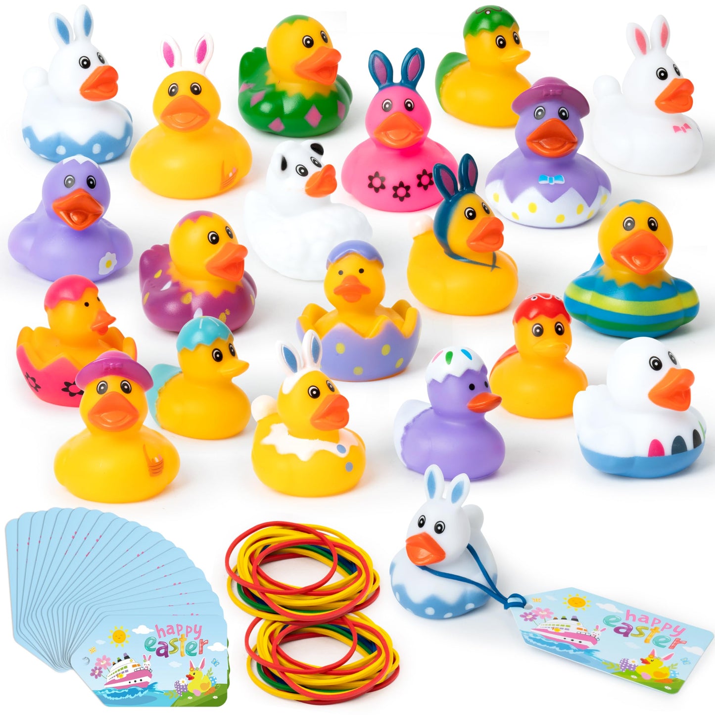 H1Vojoxo Easter Rubber Ducks For Cruise - 60Pcs Assorted Bunny Rubber Duckies For Kids Pool Bath Toy Bag Fillers Gifts Cruise Du