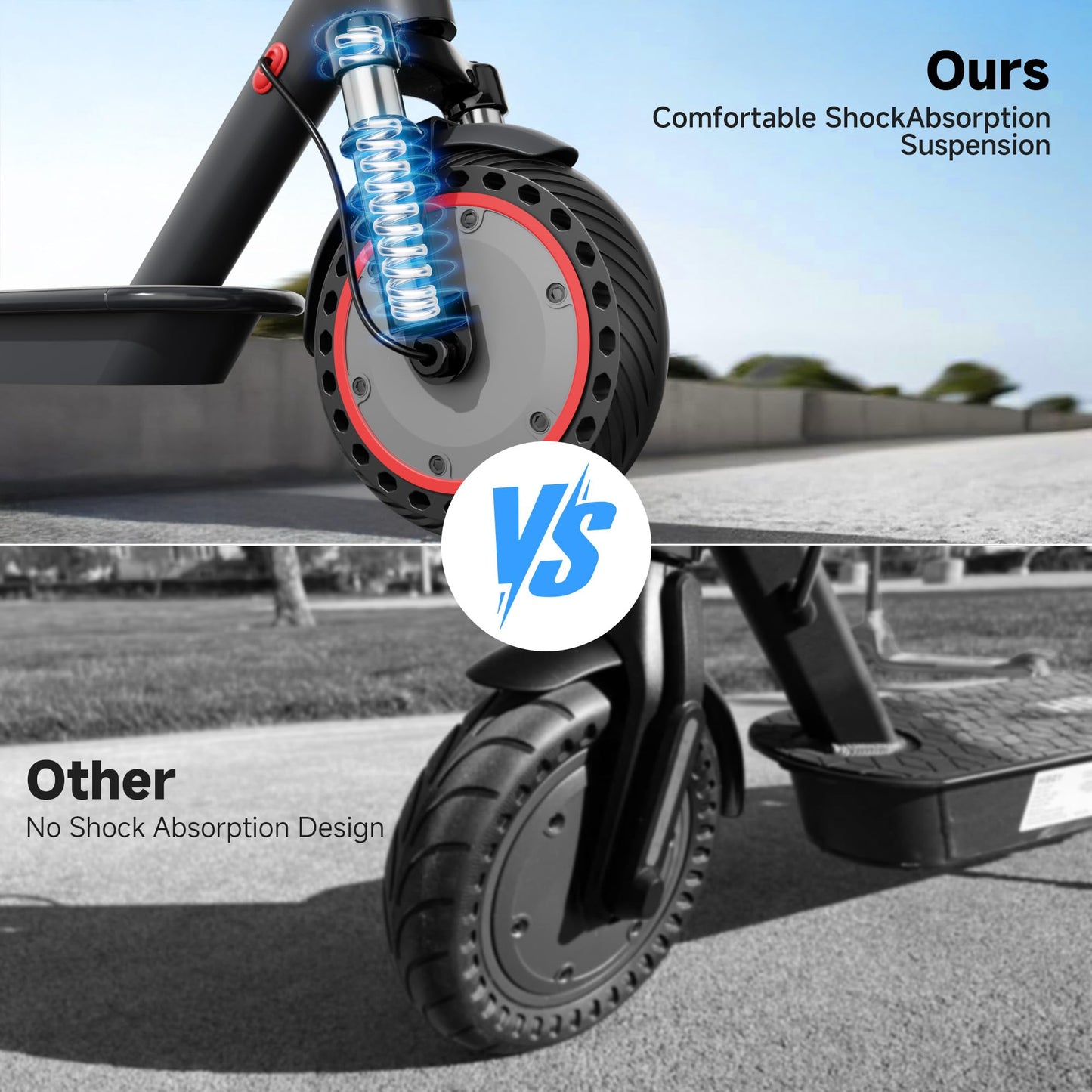 XUG Electric Scooter for Adults with Dual Suspension System - 10 Solid Tires, 500W Brushless Motor, 11-22 Mph, 23 Miles Long Ran