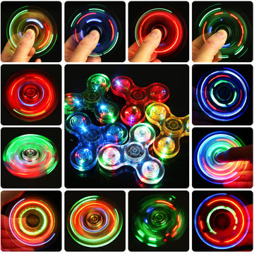Scione 5 Pack Fidget Spinners, Led Light Up Fidget Spinner, Easter Party Favor Goodie Bag Stuffers Glow In The Dark Sensory Toys, Stress Reduction And Anxiety Relief Hand Spinner For Kids
