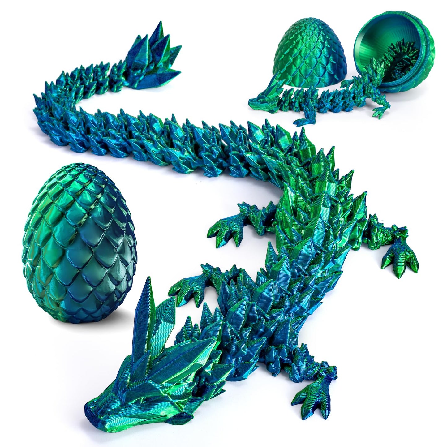 Letapapa 3D Printed Dragon, Dragon Eggs With Dragon Inside, Mythical 3D Dragon, Articulated Crystal Dragon, Dragon Egg Fidget To