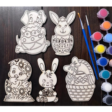 Cliths Diy Wood Paint Kit For Kids, Bunny Painting Set For Children, Party Game & Classroom Activity, Mdf Wooden Paint Craft, Id