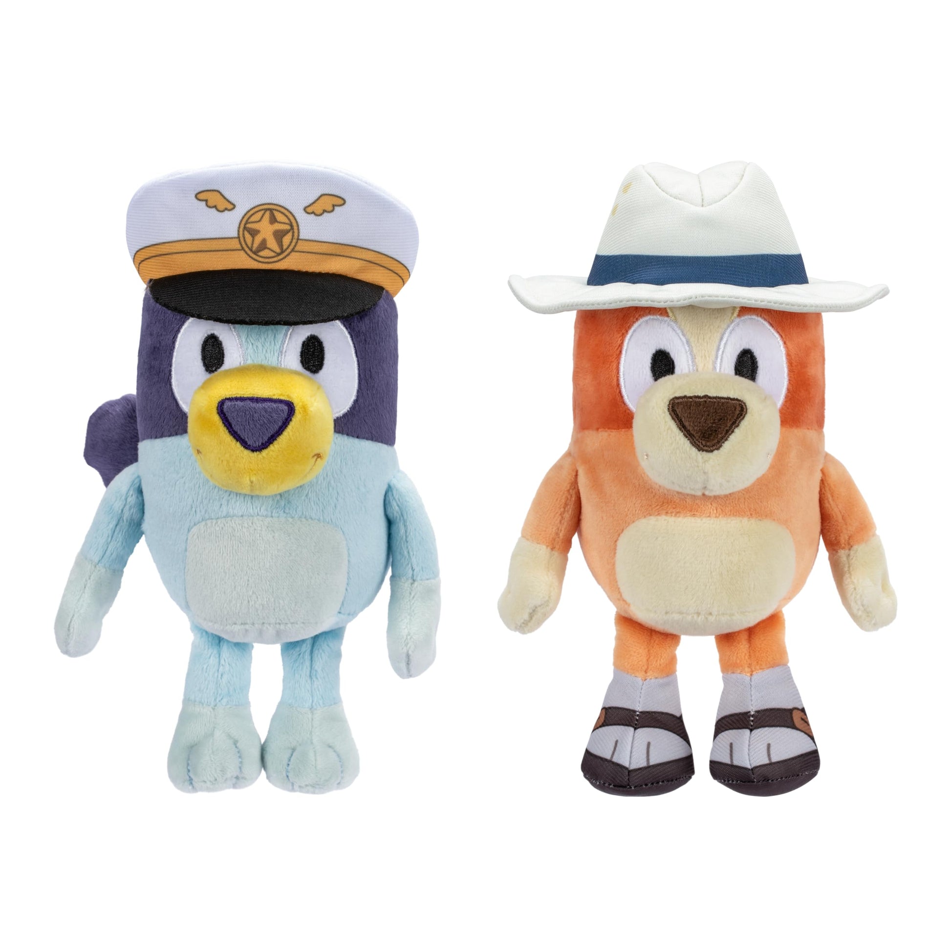 Bluey Friends Plush  limited availability 2pk Plush Toys Including Captain and Holiday game-style  Detailed Soft Plush Made  6.5-9 inch / 16-23 cm Tall