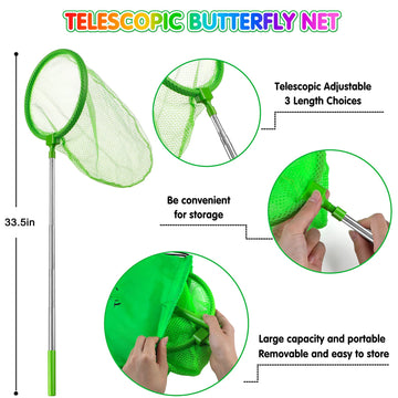 Innocheer Kids Explorer Kit & Bug Catcher Kit & Safari Costume Kit, Outdoor Exploration Set With Hat, Vest, Butterfly Net And Bugs Book For Boys Girls 3-12 Years Old (Camouflage Green)