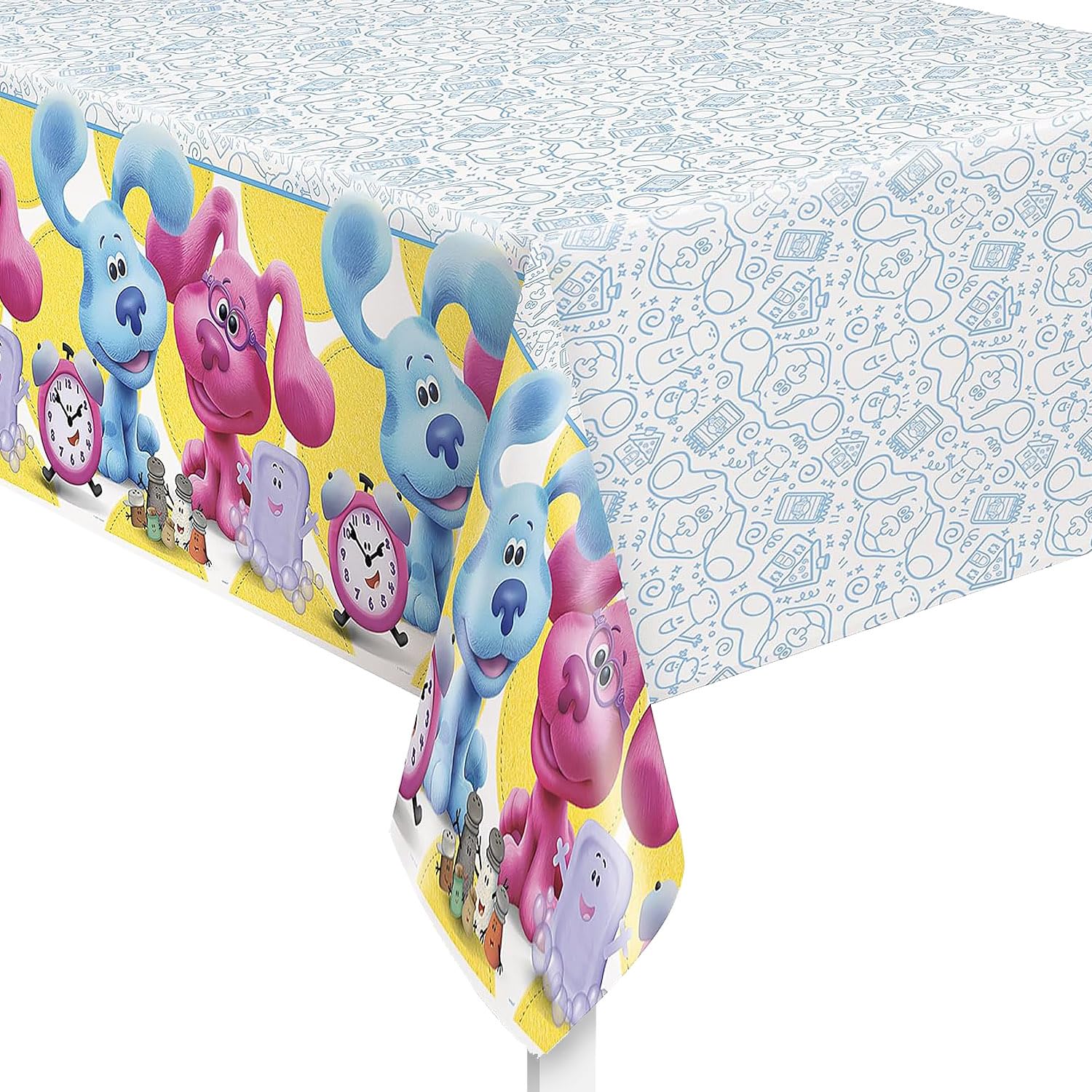Vibrant Blues Clues Multicolor Table Cover - 54 x 84 (1 Pc.) - Durable Rectangular Plastic Tablecloth - Perfect Kids Party Deco