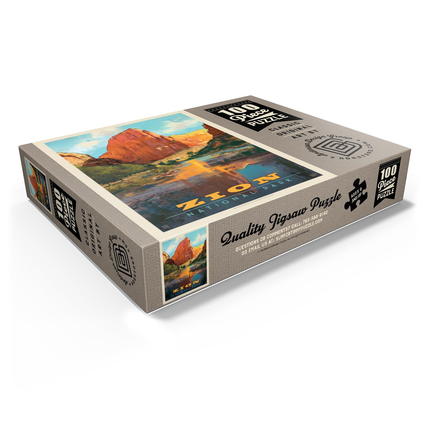Mypuzzle Zion National Park: Virgin River Valley, Vintage Poster - Premium 100 Piece Jigsaw Puzzle For Adults