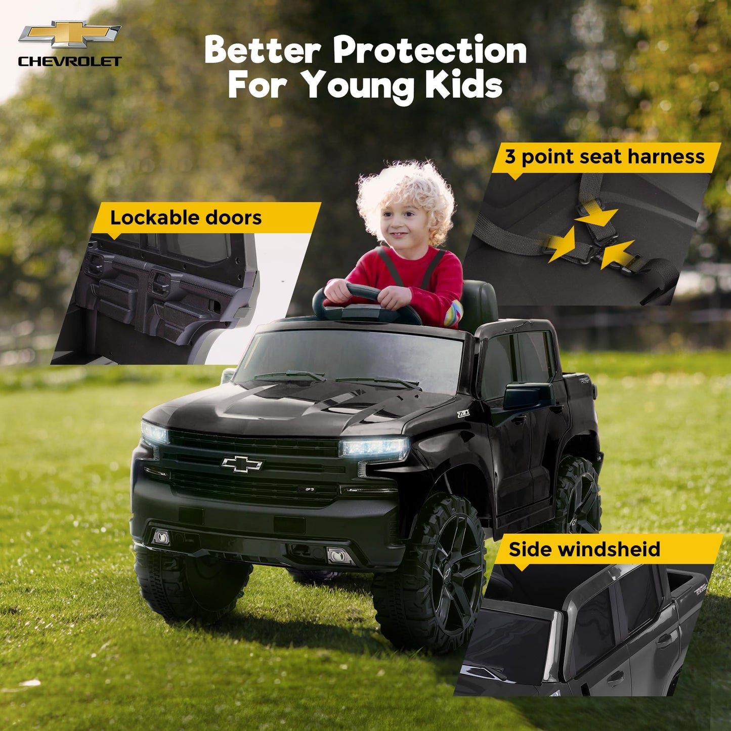 Kimbosmart Licensed Chevrolet Kids Electric Car, Kids' Electric Vehicles, Kids Cars To Drive, Led Lights, Mp3 Music, Back Storag