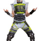 Apex Legends Octane Costume, Video Game Inspired Muscle Padded Jumpsuit And Mask, Child Size Medium (7-8),Green/Beige