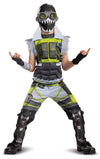 Apex Legends Octane Costume, Video Game Inspired Muscle Padded Jumpsuit And Mask, Child Size Medium (7-8),Green/Beige