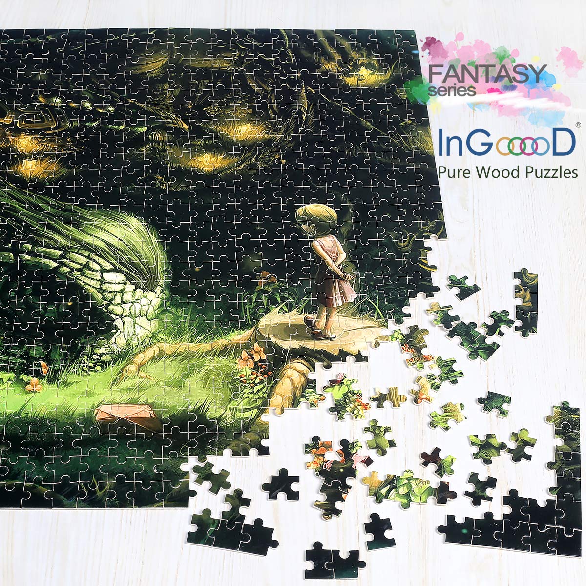 Ingooood- Jigsaw Puzzle 1000 Pieces- Fantasy Series- Anime Dragon_ Ig-0443 Entertainment Wooden Puzzles Toys
