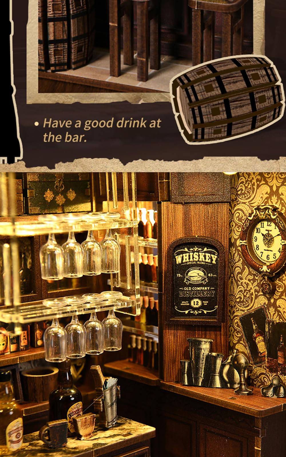 Lannso DIY Dollhouse Miniature Kit  Doll House Kit  Mini Handmade Wooden Dollhouse Toys for mature-themed Gift (AWO3-001)