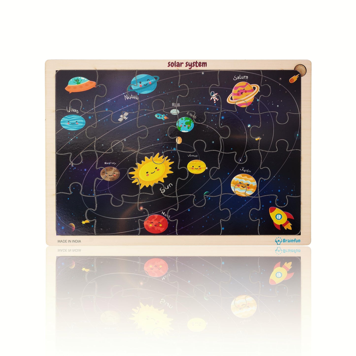 Lefan Wooden Jigsaw Puzzle Solar System Jigsaw Outer Space Solar System Wooden Jigsaw Puzzle Toddler Solar System Wooden Puzzle 