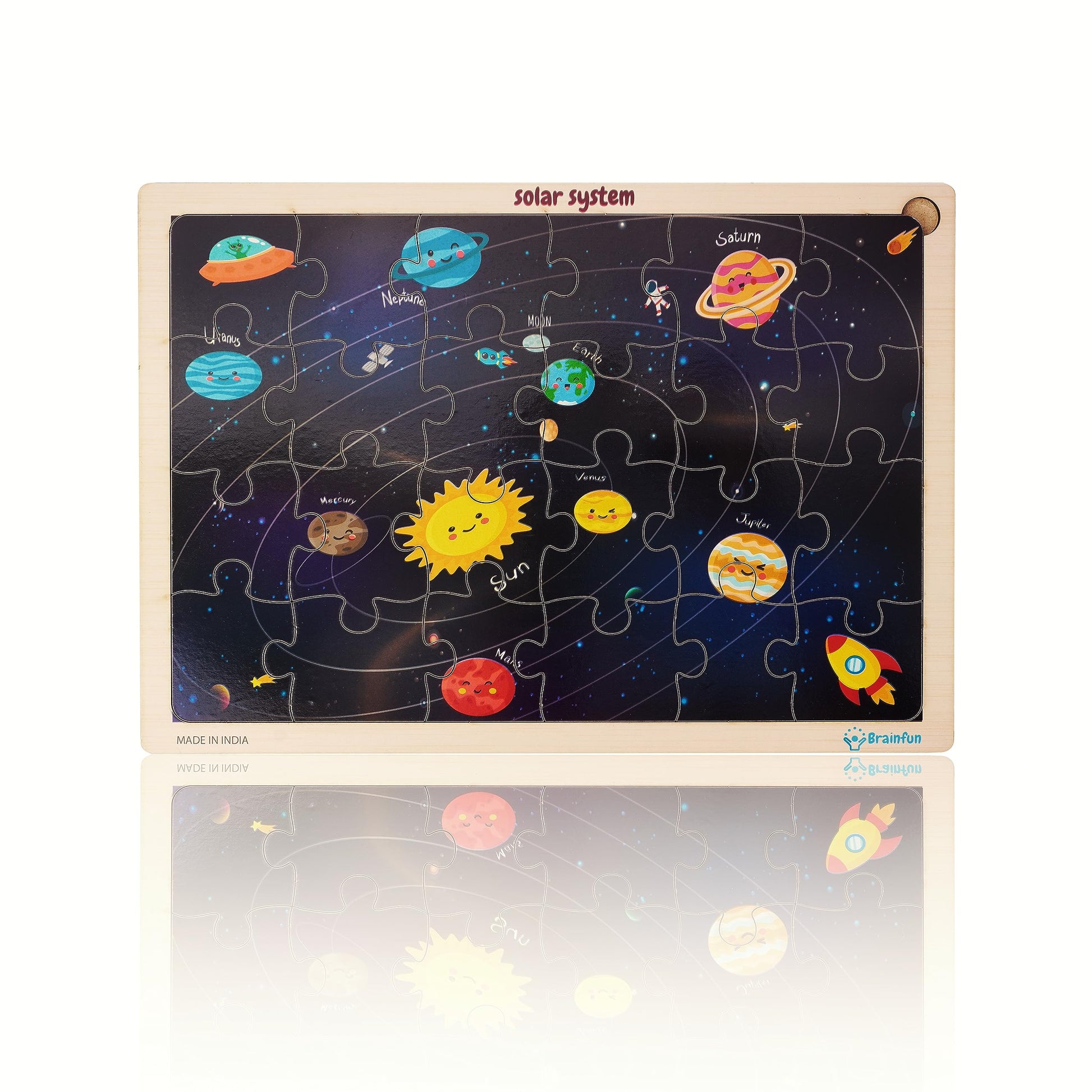 Lefan Wooden Jigsaw Puzzle Solar System Jigsaw Outer Space Solar System Wooden Jigsaw Puzzle Toddler Solar System Wooden Puzzle 