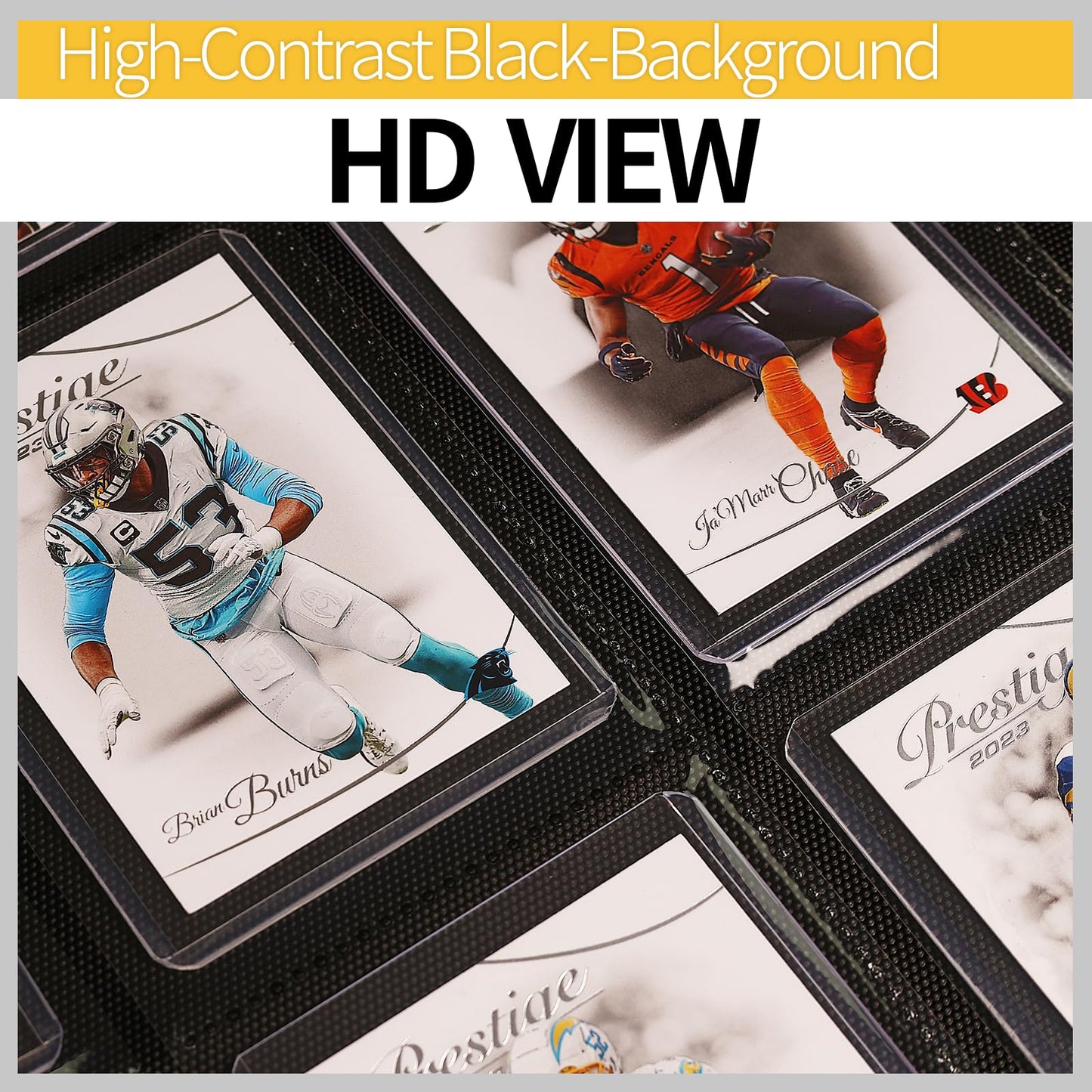 Yodamiack Top loader Binder - Holds 128 Cards in Toploaders for 3  x 4  Portable Card Binders Waterproof PU Leather  Ringless Double-Sided Pages (4 pocket  Carbon Black)