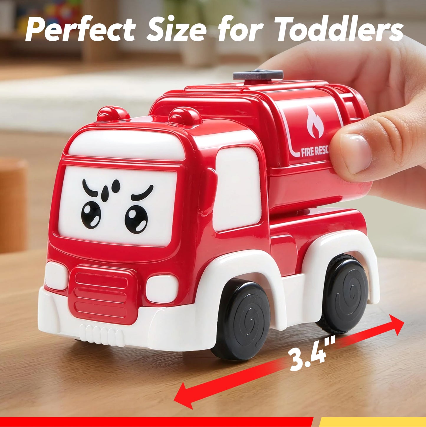 Vroomix Jova Toddler Truck Toys for Age 2-4, Carrier Transport Trucks for Kids 2 3 4 5 Year Old Boy, 4 Pack Car Toys Including S