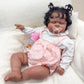 KOKOMANDY Lifelike Reborn Baby Dolls Black Girl 24 inch Dark Skin Realistic Toddler Look Real African American Biracial Reborn B
