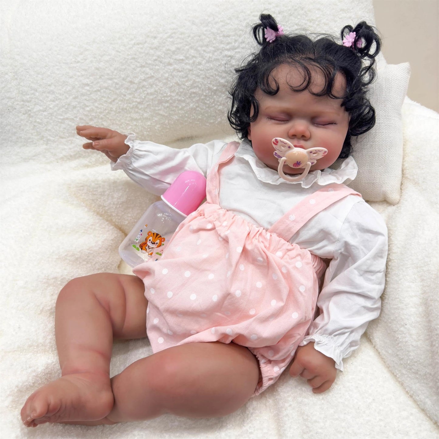 KOKOMANDY Lifelike Reborn Baby Dolls Black Girl 24 inch Dark Skin Realistic Toddler Look Real African American Biracial Reborn B
