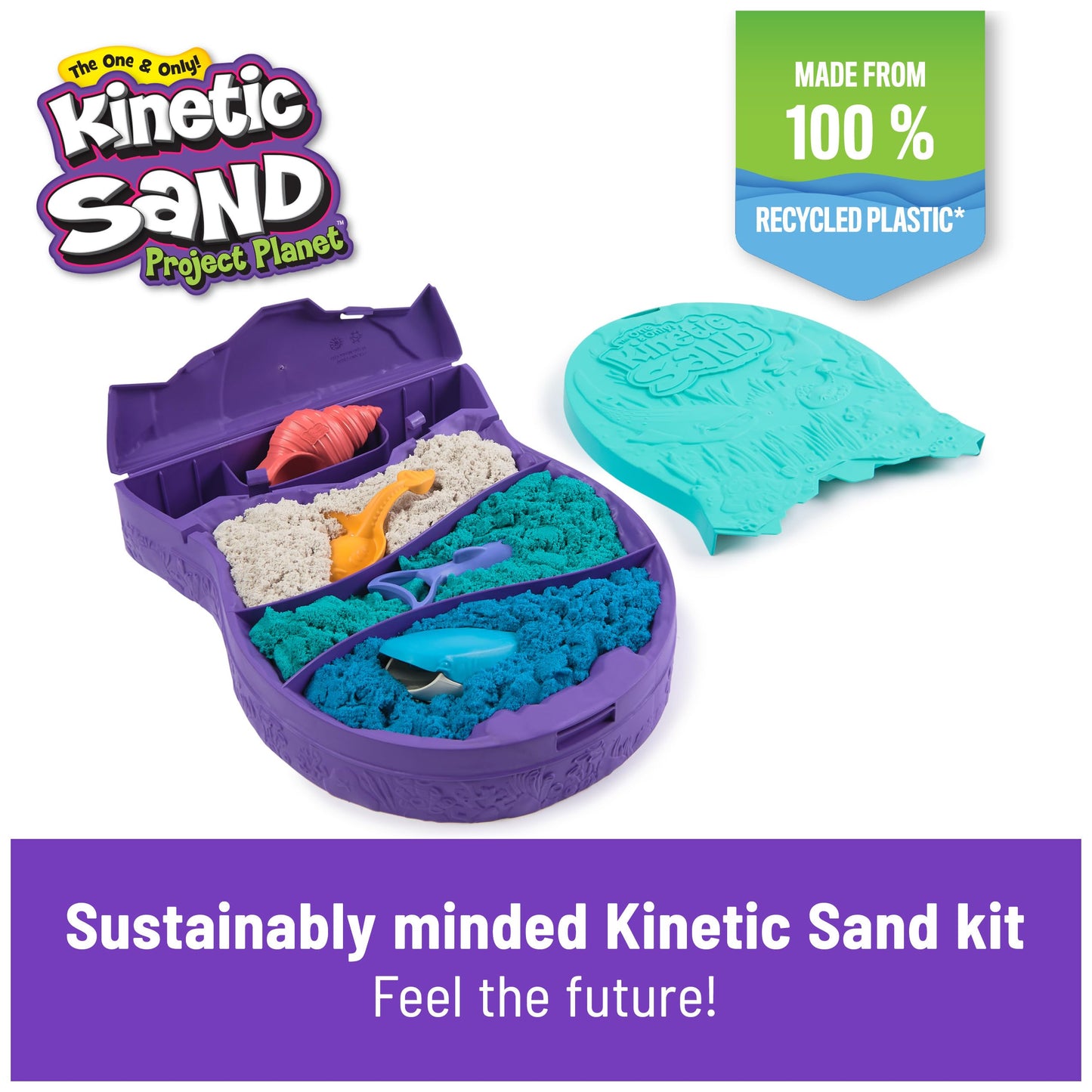 Kinetic Sand, Project Planet Deep Sea with 24oz Play Sand & Sea Creature Tools, Sustainably Minded Eco Friendly Materials, Senso