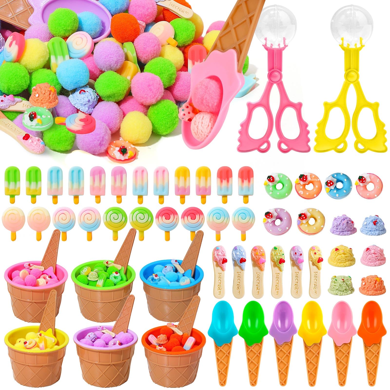 154 Pcs Ice Cream Sensory Bin Items Summer Counting Sorting Sensory Bin Filler Fine Motor Special Needs Sorting Ice Cream Counts