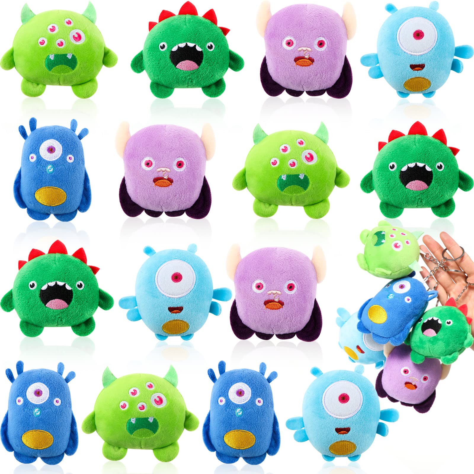 Aoriher 15 Pcs Halloween Stuffed Toys Mini Stuffed Animals Toys Halloween Plush Toys 3.2 Inch Small Devil Plush Keychain Party Favors For Halloween Birthday Party Favors Goodie Bag Fillers, 5 Styles