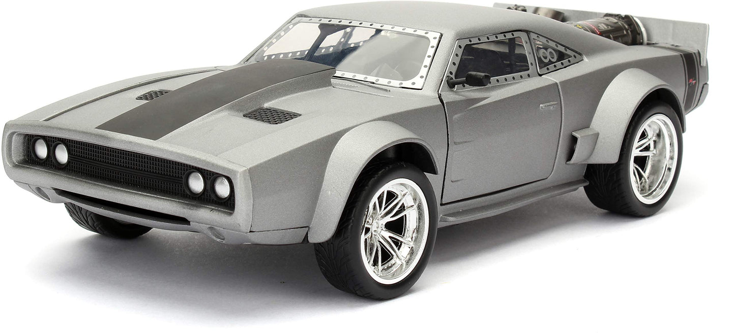 Jada Toys Fast & Furious Diecast Car - Dom's Ice Charger 1:24 Scale, Silver, Model 98291, Perfect for Kids and Adults