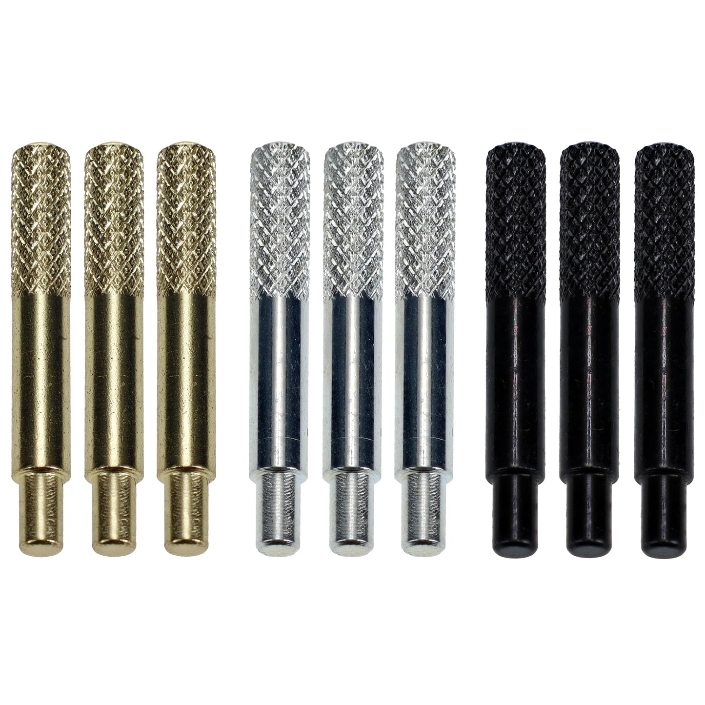 WE Games Cribbage Board Pegs Set of 9 - Metal Machined in Brass, Silver & Black with Travel Pouch - Model 326105