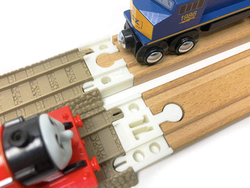 Trainlab Adapters Compatible With Trackmaster (Brown 2009) To Wooden Railway Train Tracks (2Pc) (Nitebrite)