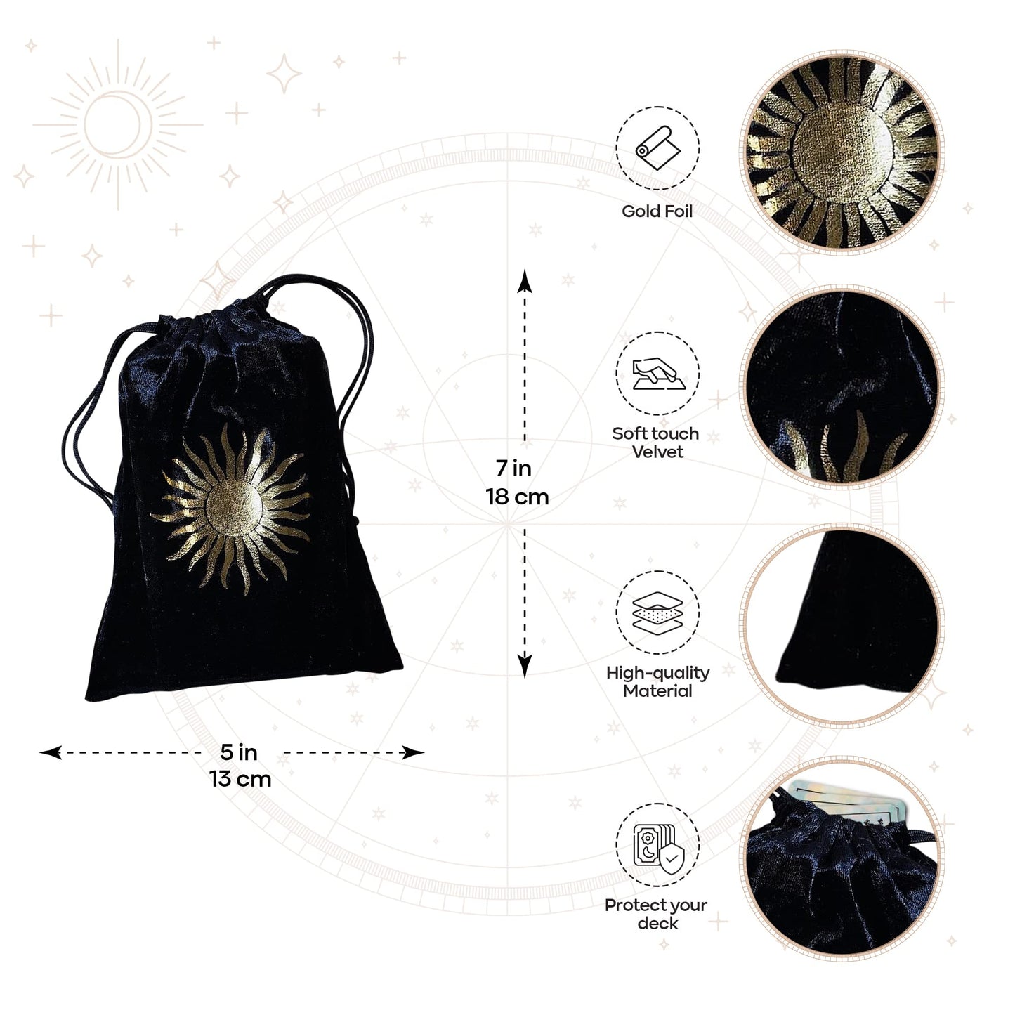Crafterian Tarot Cloth And Bag Set Gold Foil (Gold Foil)