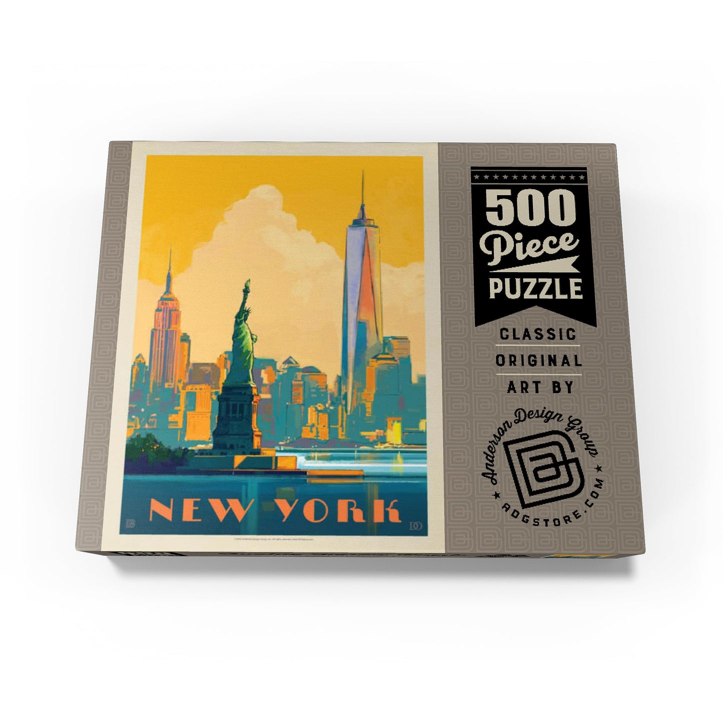 Mypuzzle New York City: Skyline Glow, Vintage Poster - Premium 500 Piece Jigsaw Puzzle For Adults