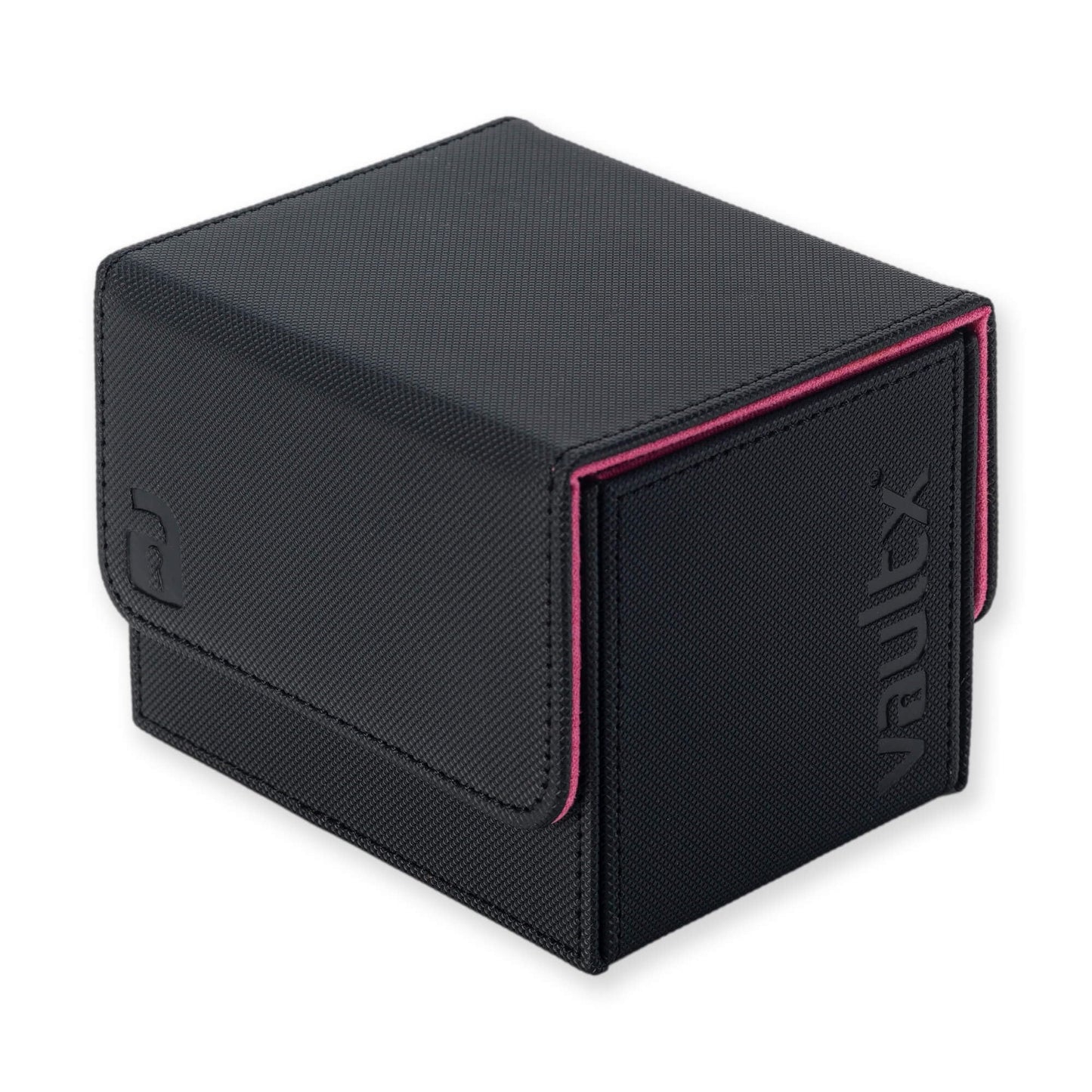 Vault X Exo-Tec® Modular Sideloading Deck Box Module For 100+ Tcg Cards. Detachable Magnetic Lid. Fits Commander & Standard Trading Cards. (Black/Electric Pink)