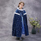 Purfeel 2024 Girls Fleece Warm Hooded Cape Kids Princess Cape For Elsa 7-10Years