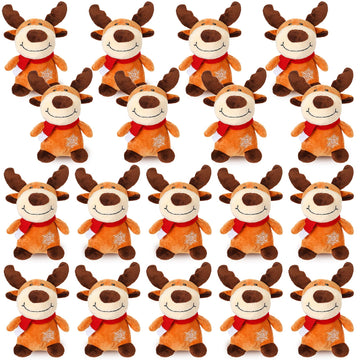 Liliful 16 Pack 8 Inch Stuffed Deer Toys, Xmas Plush Elk With Red Scarf, Stuffed Animal Gifts For Boys Girls, Christmas Decorati