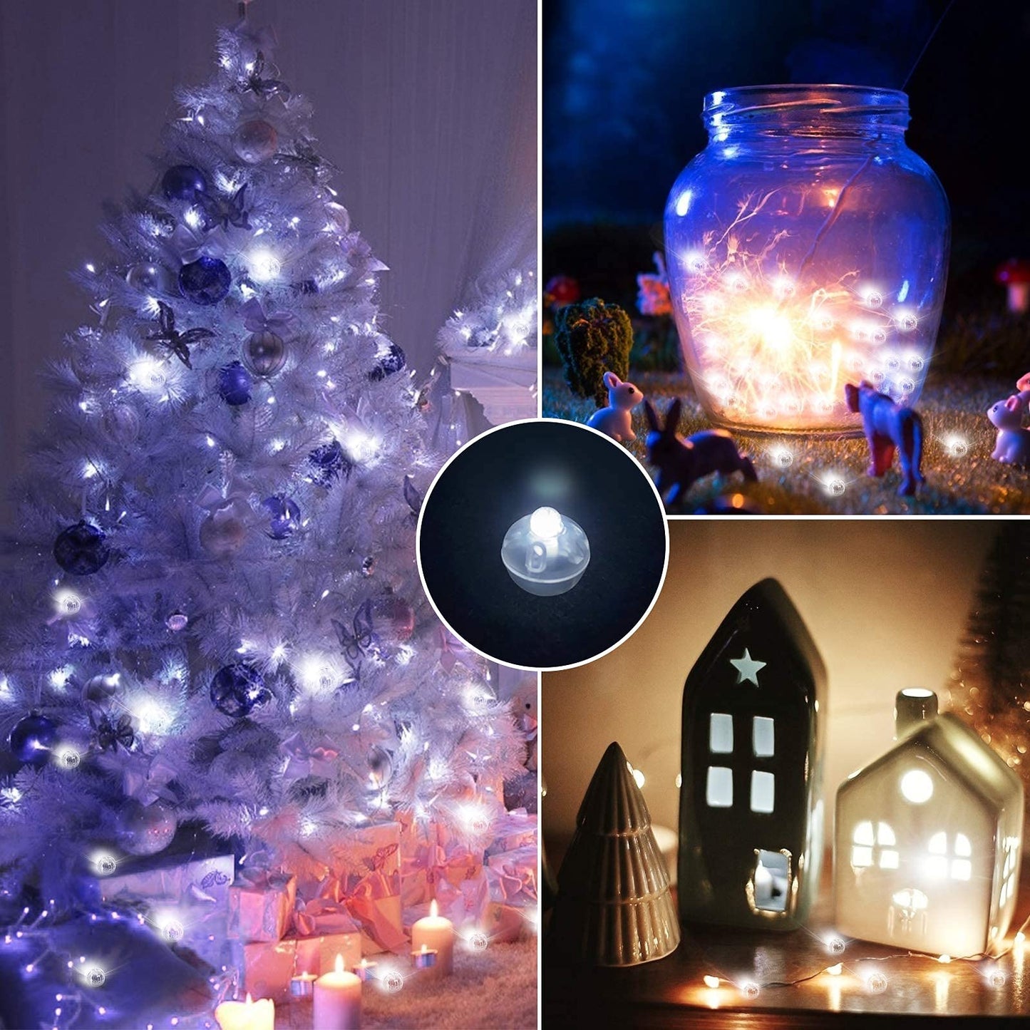 Aogist 100pcs White LED Balloon Lights, Mini Round Plastic Lamps for Indoor Outdoor Events, Halloween, Christmas, Weddings