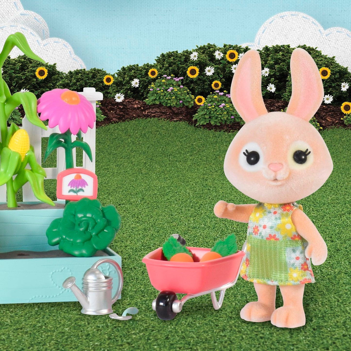 Honey Bee Acres Time to Garden  Complete Set with Miniature Doll Figure  16 Pieces   Ages 3+