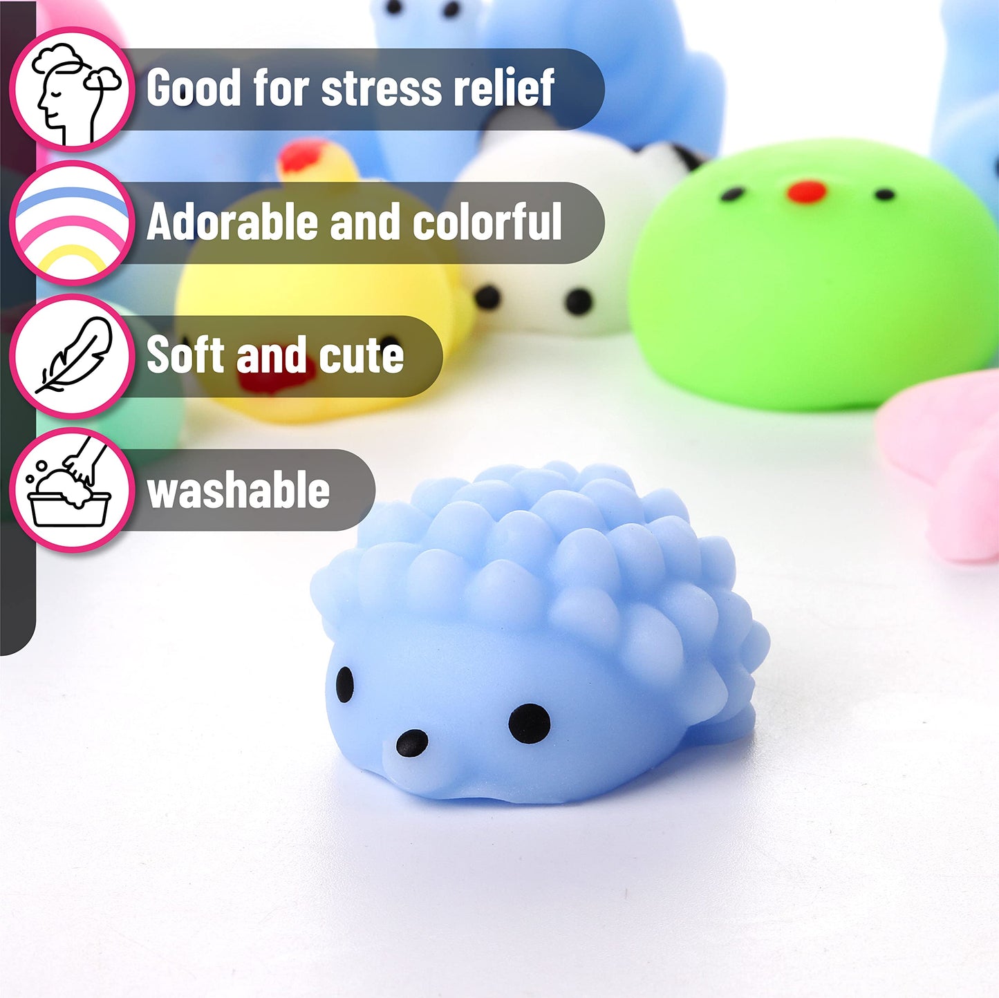 Mr. Pen Squishy Toys, 12 Pack, Assorted Colors, Rubber Stress Relief Mini Squishes for Kids, Model UT12