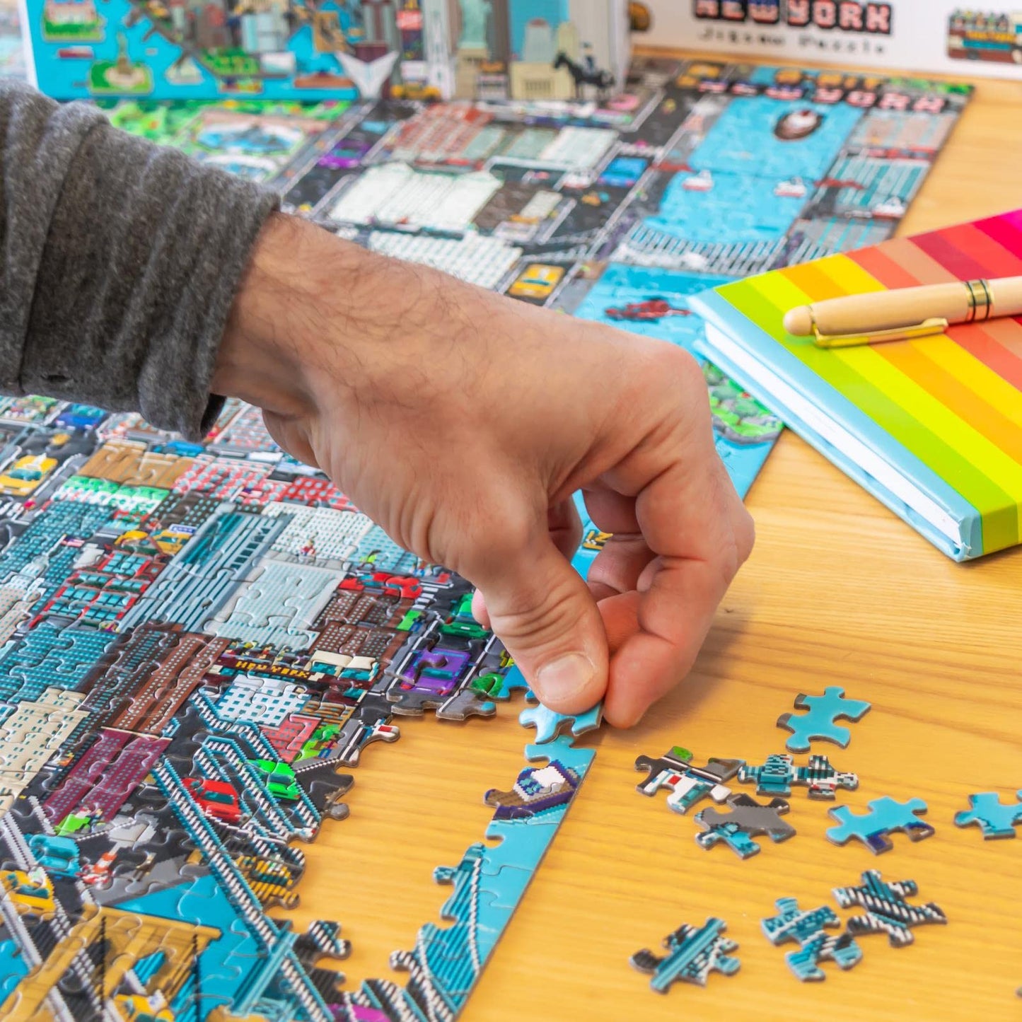1000 Piece Puzzle - 8-Bit Retro Gaming Style New York City Jigsaw Puzzles 1000 Pieces For Adults Made With 100% Recycled Cardboard - Puzzles For Adults Level 3 By Bopster