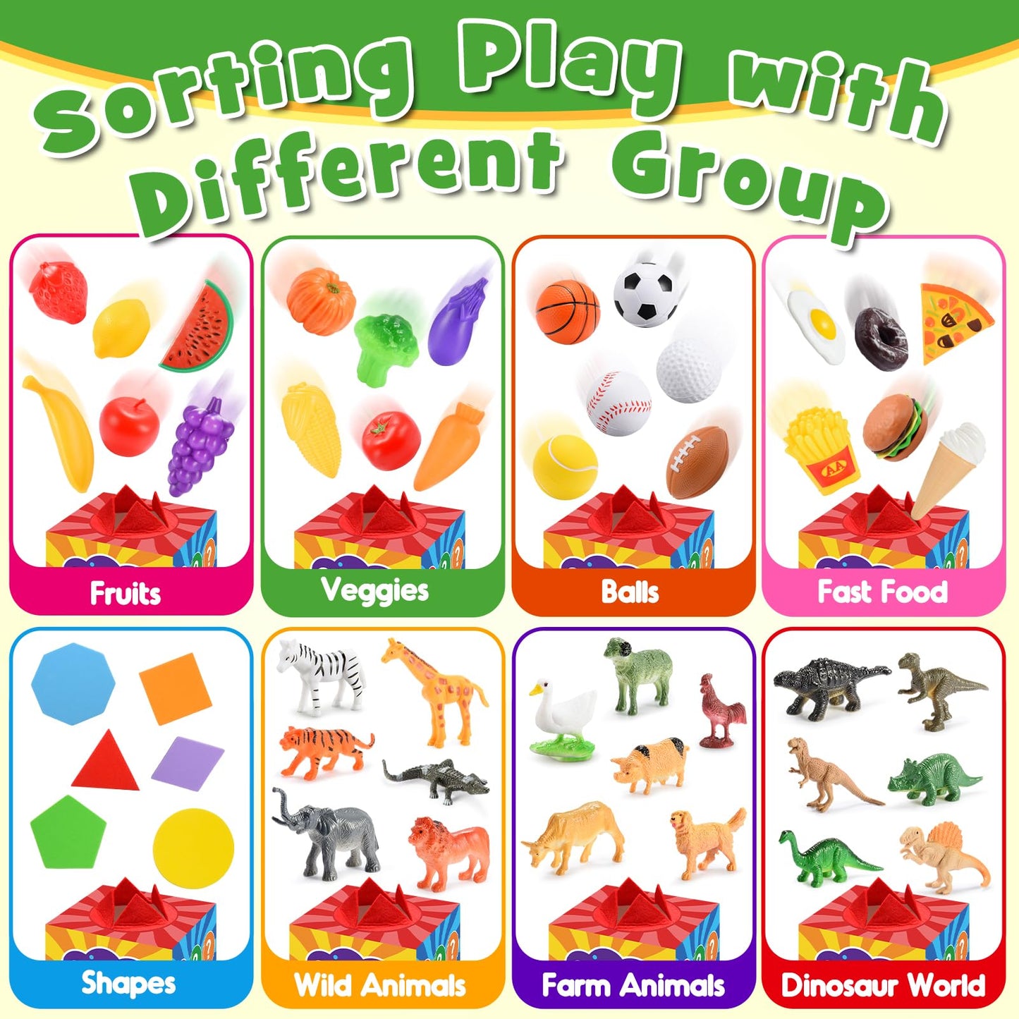 Montessori Sensory Toys for 2-6 Year Olds | 58-Piece Learning & Sorting Games with Mystery Box | Preschool Activities & Speech T